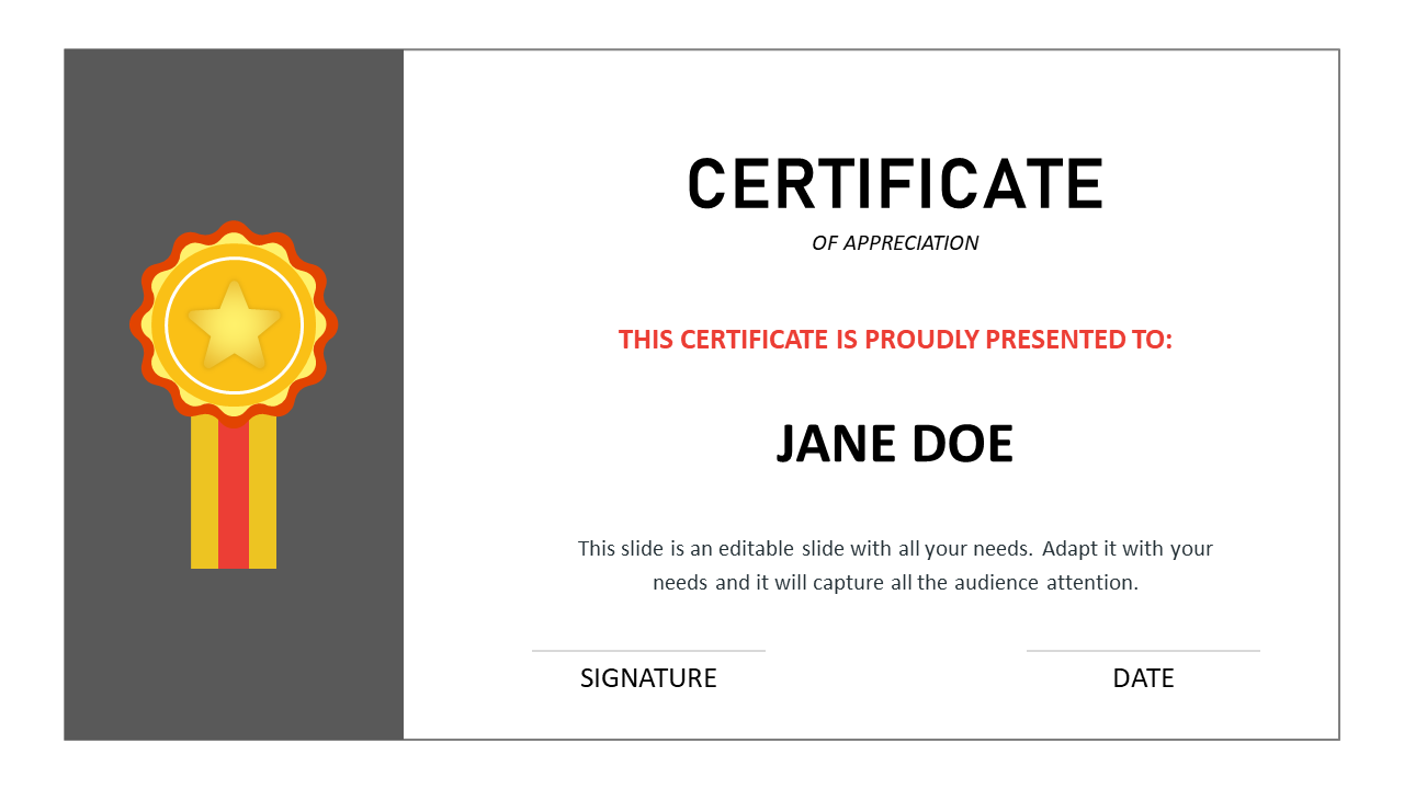 certificate of appreciation ppt template
